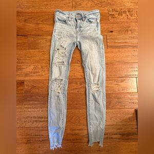 American Eagle Outfitters Light Blue Ripped Skinny Jeans